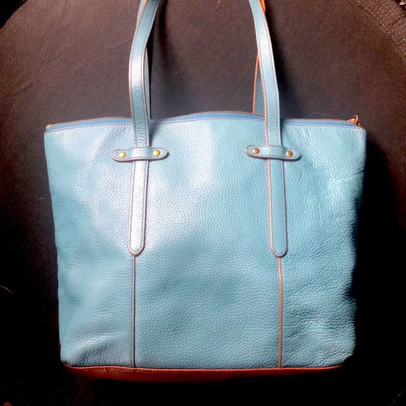 FOSSIL Pebble Leather blue Tote bag 💼 - Picture 1 of 16